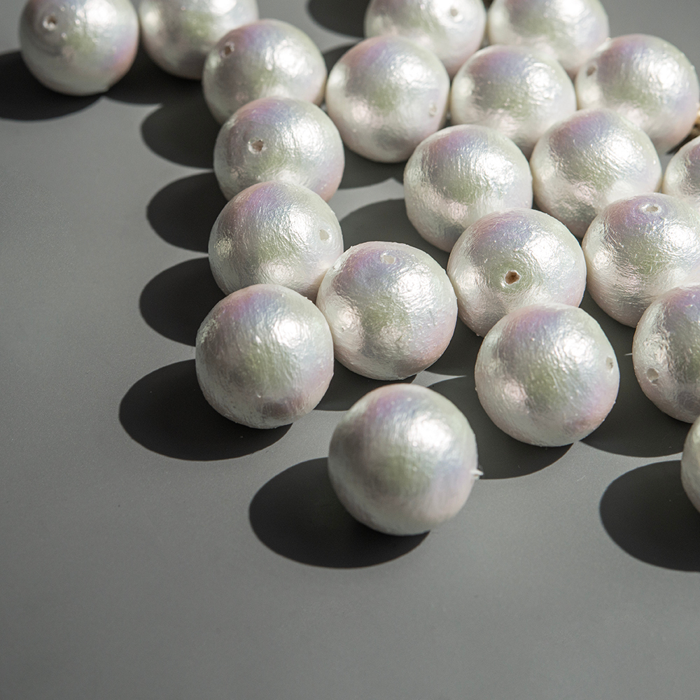 Хлопковый жемчуг, оттенок "Rich White", шар 16мм, сквозное отверстие