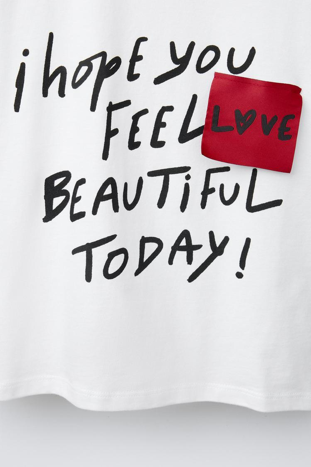 ZARA ФУТБОЛКА С НАДПИСЯМИ И НАШИВКОЙ, БЕЛЫЙ