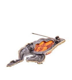 AM-3487 Брошь «Пегас Греческий» (латунь, янтарь)