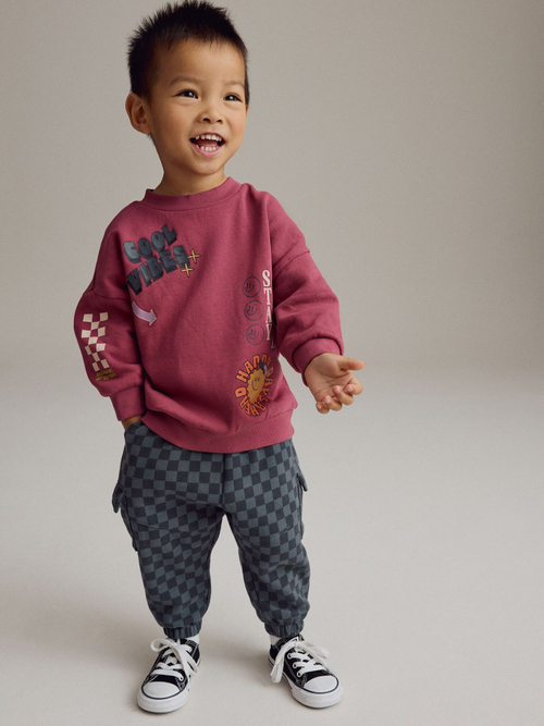 Лонгслив и брюки в комплекте для мальчика Next B81-531, Красный, Темно-серый