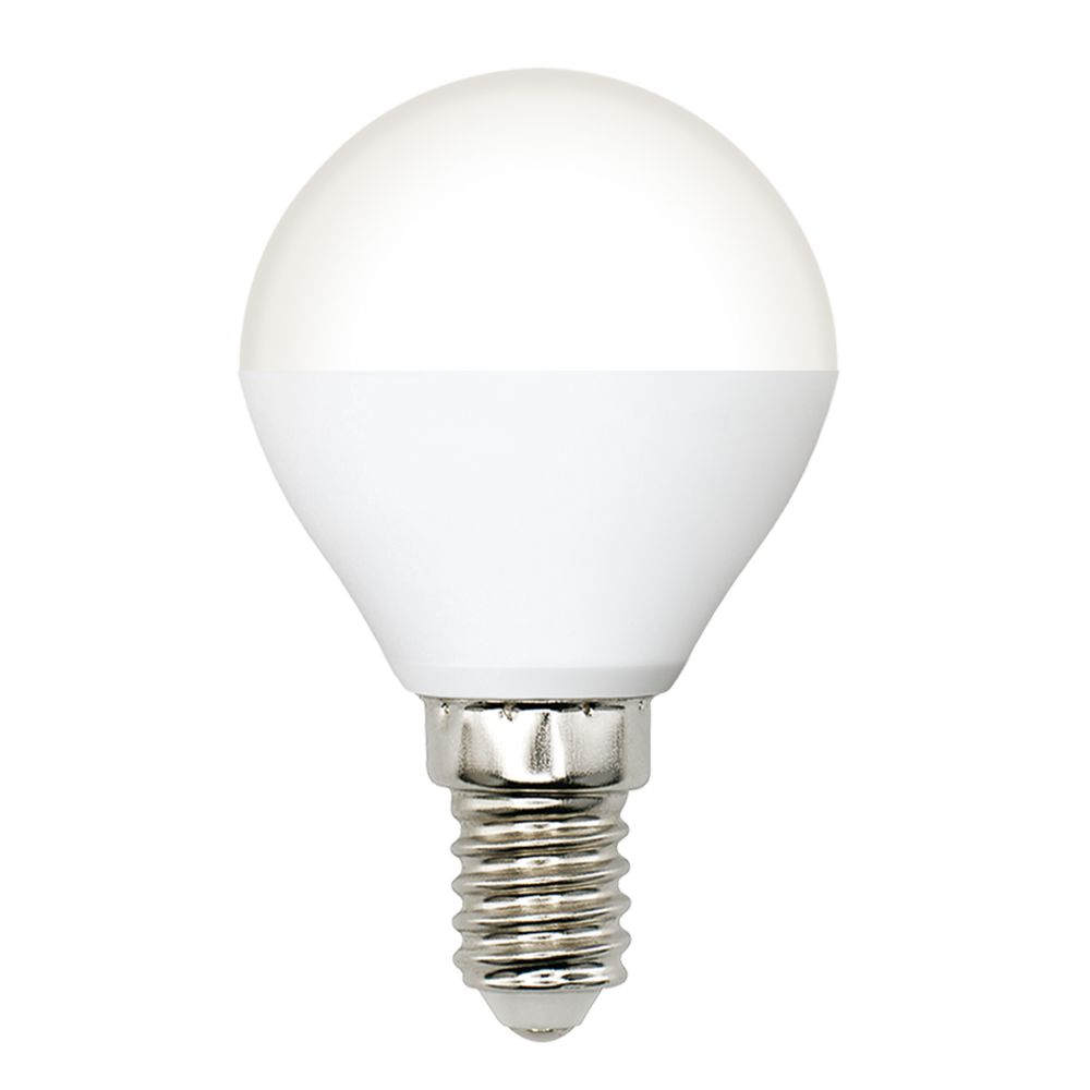 LED-G45-6W-4000K-E14-FR-RA95 PLK01WH Лампа светодиодная. Форма шар. матовая. Белый свет 4000K. Картон. ТМ Uniel
