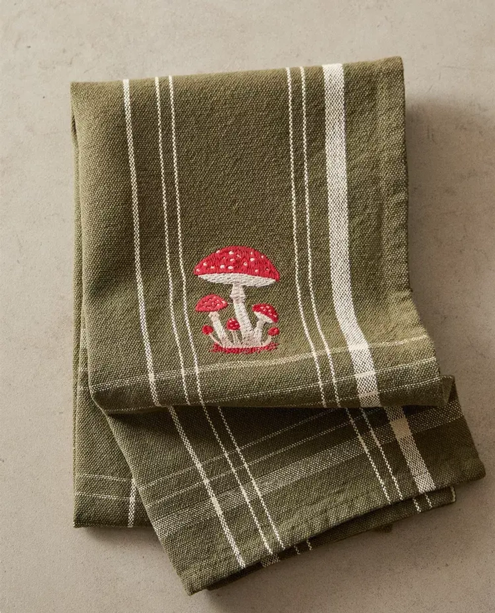 ZARA HOME КУХОННОЕ ПОЛОТЕНЦЕ С ЦВЕТОЧНОЙ ВЫШИВКОЙ, ЗЕЛЕНЫЙ