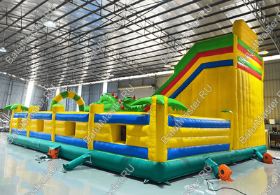Надувной батут "Мульти-сафари крокодил" 11*10*7 м, с окнами по бокам
