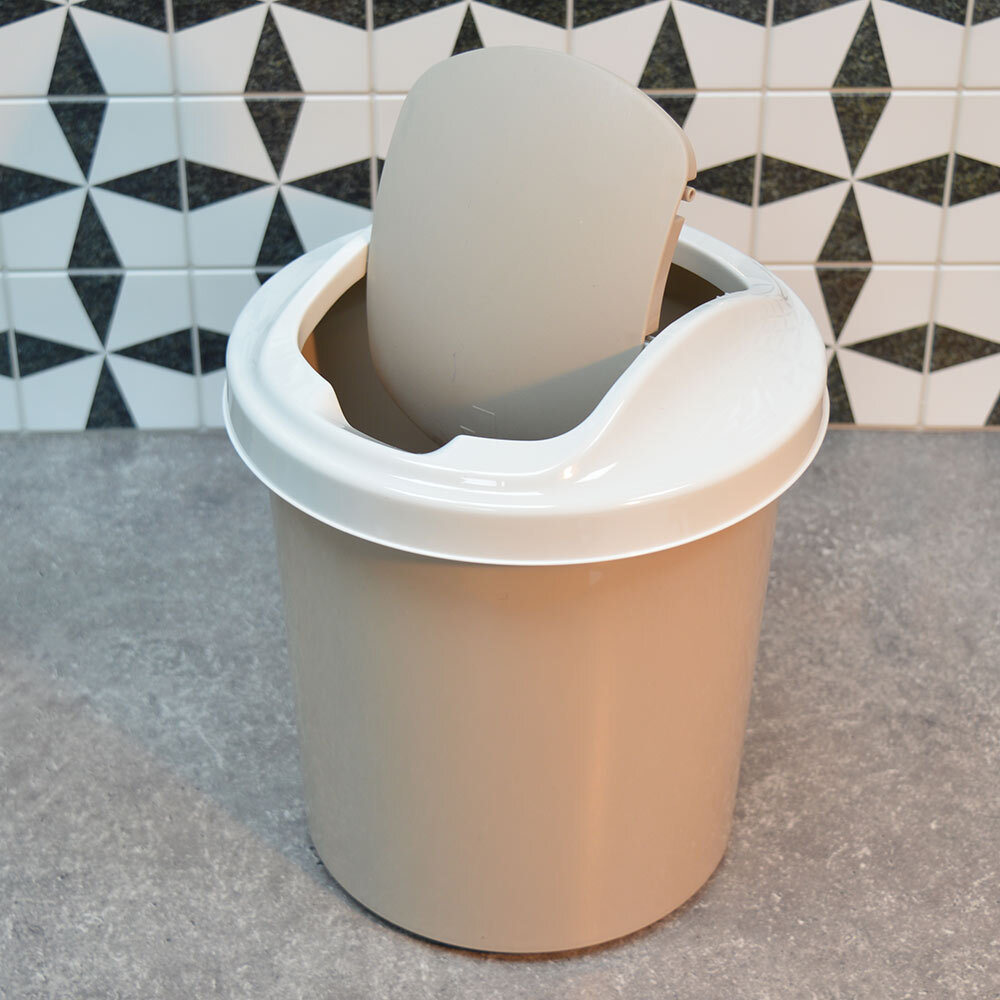 Контейнер для мусора 6л "Palm" круглый, бежевый