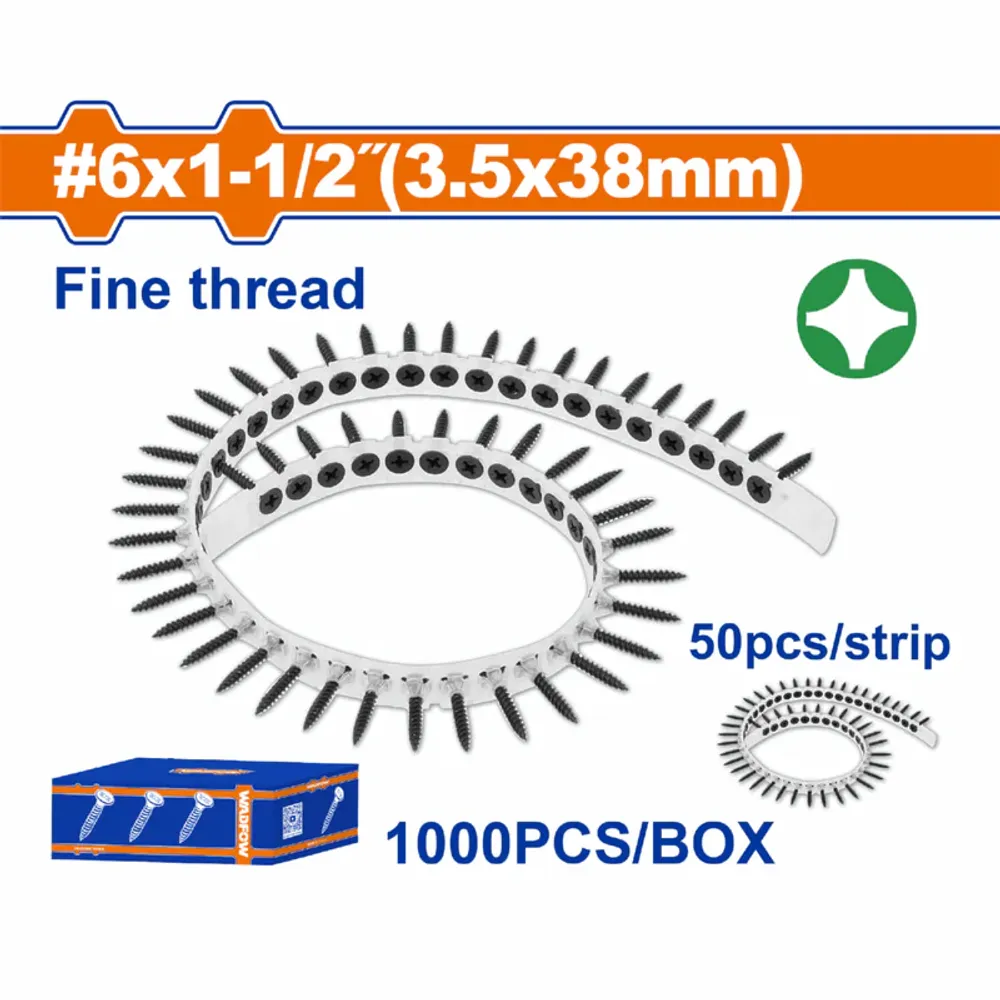 Саморезы в ленте WADFOW WXS2514C 1000 шт. 3,5х38 мм