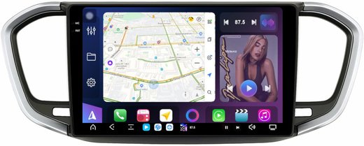 Магнитола для Lada Vesta NG 2023+ (ШГУ, рамка серебристо-черная 9) - FarCar XXL9-7289B9S монитор 9.5" 2K QLED на Android 14, TS20, 8+256Гб, CarPlay, 4G SIM-слот