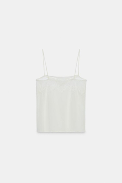 ZARA КРУЖЕВНОЙ ТОП, ЖЕЛТОВАТО-БЕЛЫЙ