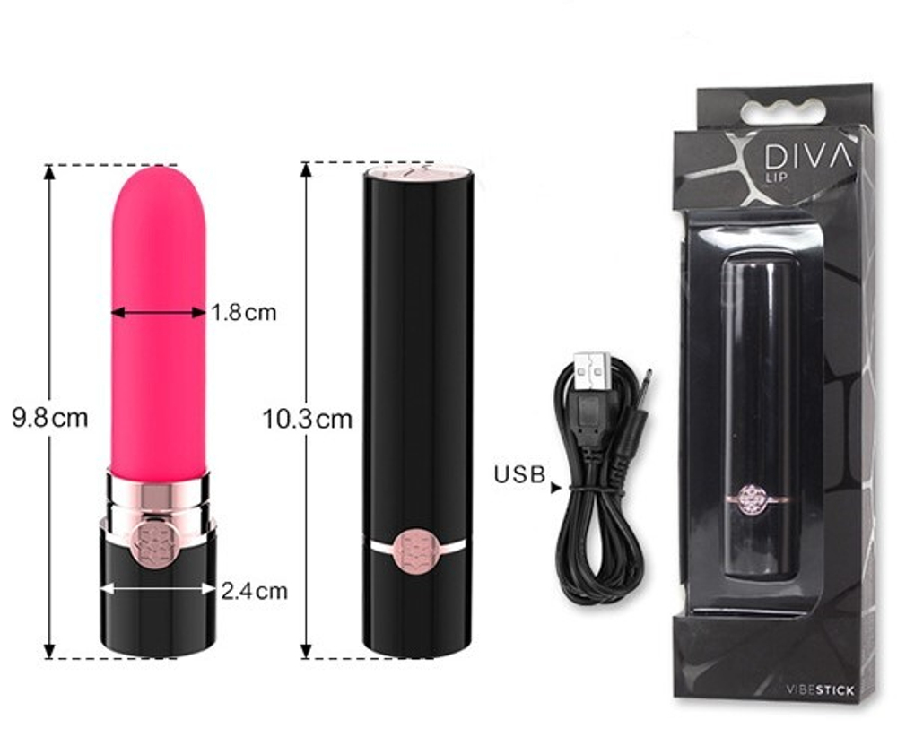Клиторальный вибростимулятор Diva Lip, Чёрный