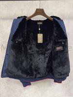 Синяя спортивная зимняя куртка Loro Piana с мехом норки