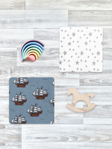 Сет из 2х пелёнок Mjölk Морской бой/Звёзды