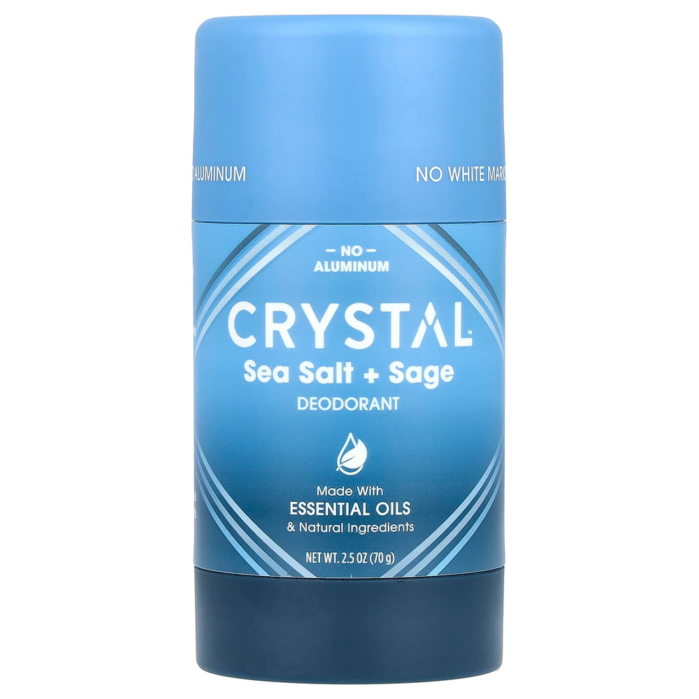CRYSTAL, Обогащенный магнием дезодорант, морская соль + шалфей, 70 г (2,5 унции)