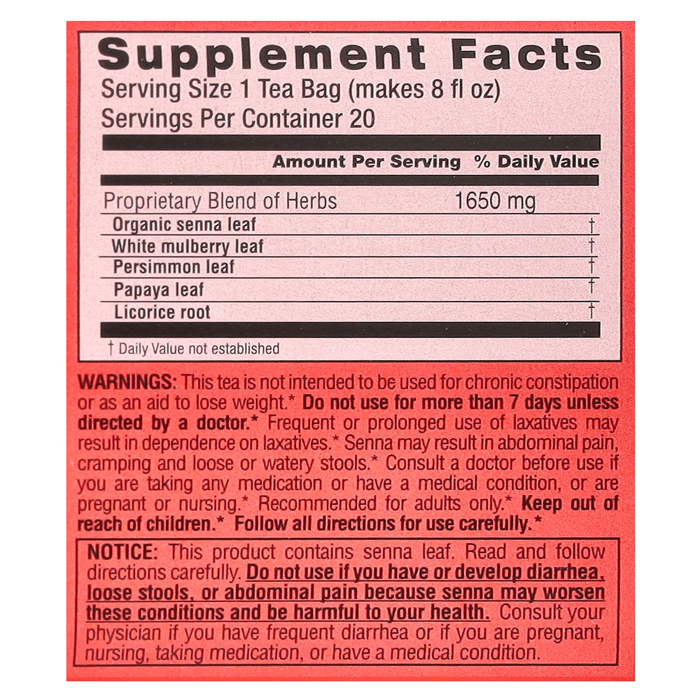 Triple Leaf Tea, Super Slim, травяной чай, без кофеина, 20 чайных пакетиков, 33 г (1,16 унции)