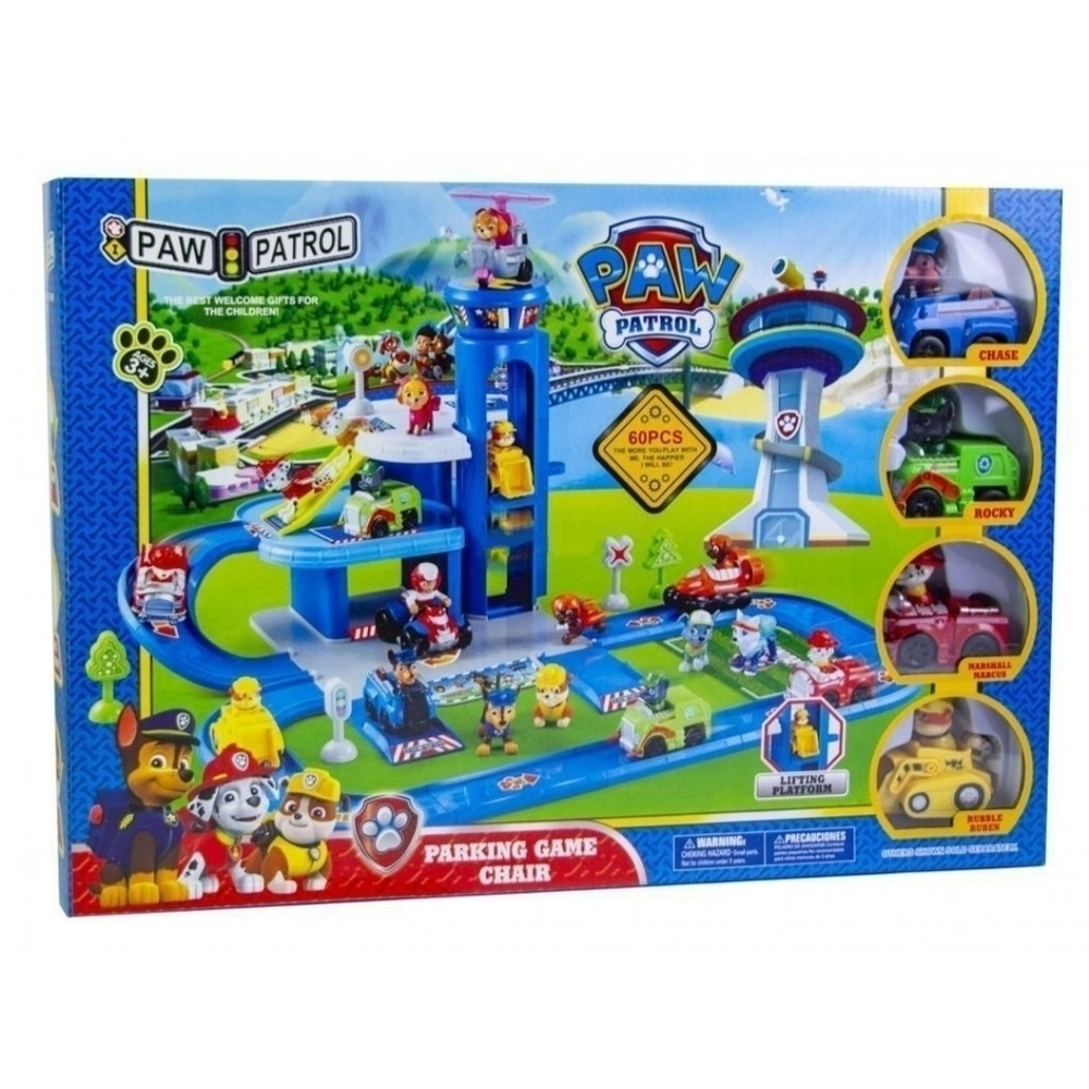Набор игровой Щенячий патруль, Парковка с лифтом, База спасателей "Paw Patrol / Parking Game Chair" 4машины
