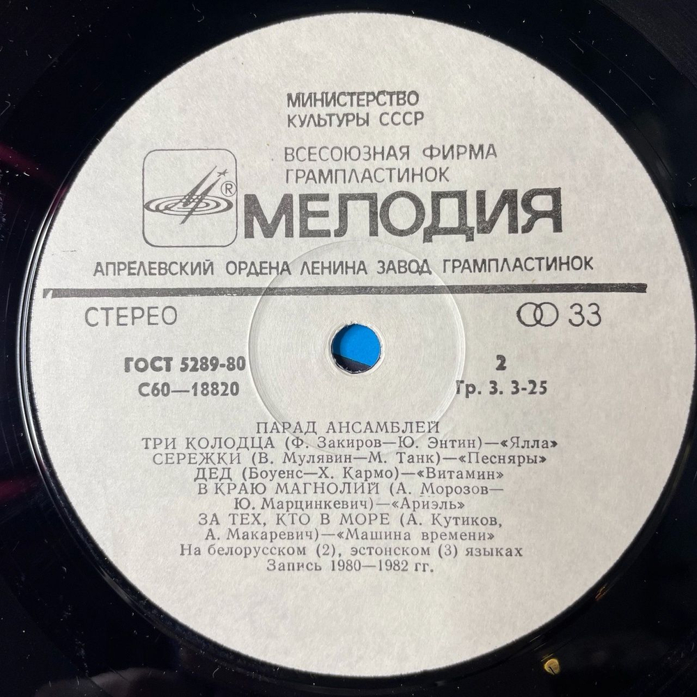 Винтажная виниловая пластинка LP Сборник Парад Ансамблей (СССР 1983) (Песняры, Земляне, Круиз)
