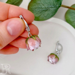 LEFIREL' Серьги серебряные женские "Пудра" с цветами из муранского стекла / ювелирные украшения из родированного серебра 925