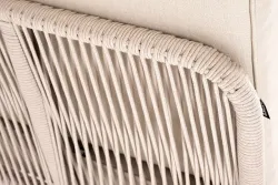 "Канны" угловой модуль плетеный из роупа, основание дуб, роуп бежевый круглый, ткань бежевая 052