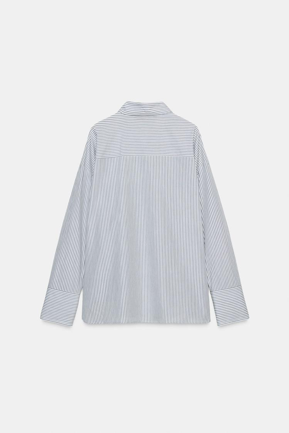 ZARA РУБАШКА ИЗ ПОПЛИНА В ПОЛОСКУ С ШАРФОМ, БЛЫЙ/ЗЕЛЕНЫЙ