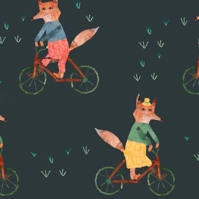 лиса и велосипед темный
