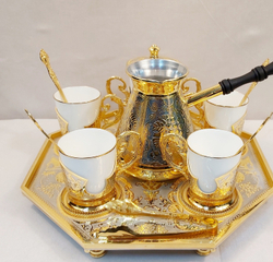 Набор кофейный на 4 персоны с туркой "Вельможа" (Златоуст)