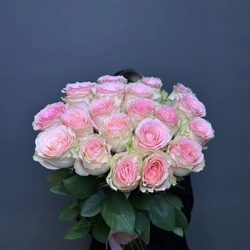 21 роза под ленту розовая (э)