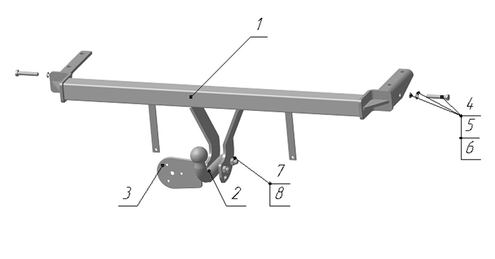 Фаркоп для Chery Fora 2006-2010 Тип шара: A. Нагрузки: 1000/75 кг, CE 02