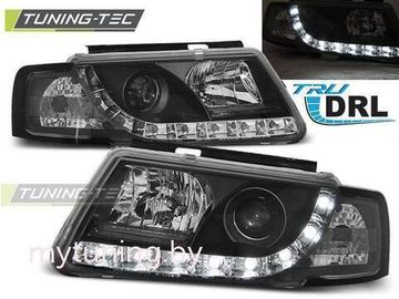 Передние фары VW Passat B5 tru drl black