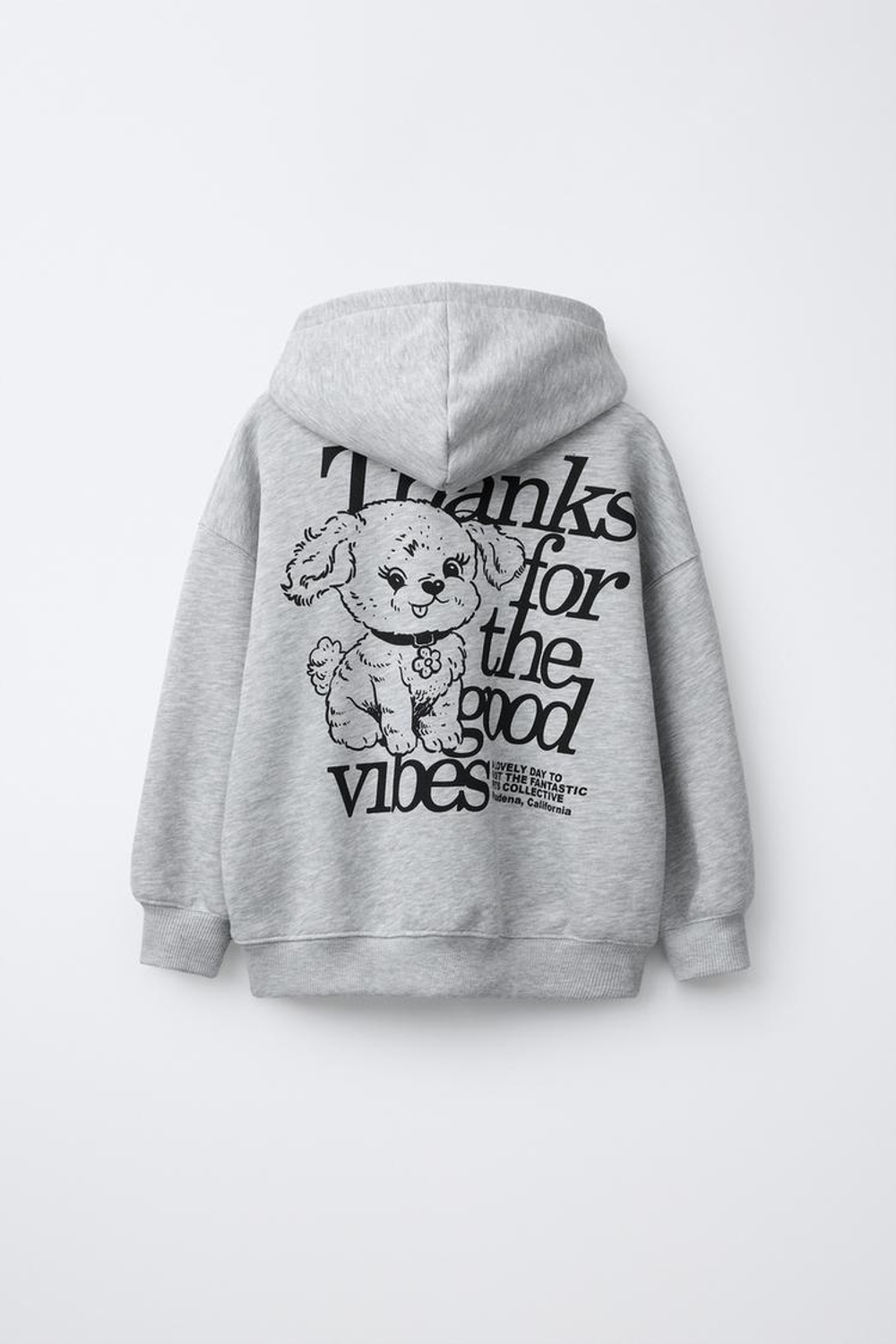 ZARA ХУДИ С ВЫШИВКОЙ СОБАКИ, СЕРЫЙ МЕЛАНЖ