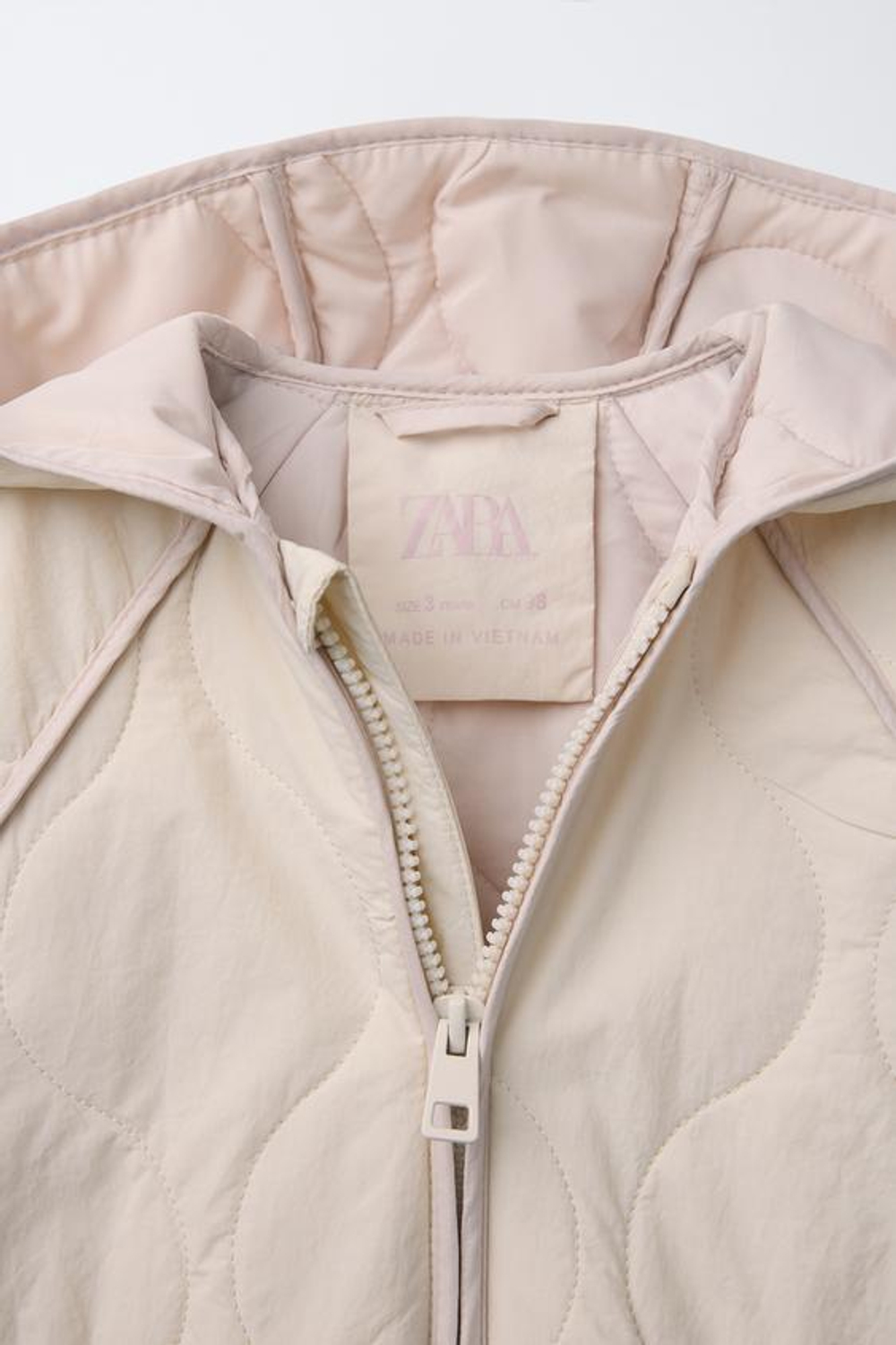 ZARA СТЕГАНАЯ КУРТКА WATER REPELLENT, ЭКРЮ