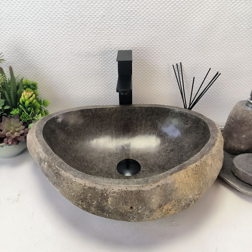 Каменная раковина из речного камня RS-63409 (53*38*15) 0123