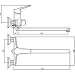 СМЕСИТЕЛЬ ДЛЯ ВАННЫ ESKO MURANO ИЗЛИВ 350ММ MR31