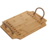 Доска бамбуковая для подачи и сервировки «SHEF» узор с ручками 33*23см