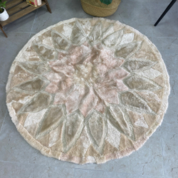 Ковер круглый натуральный мех овчина , 150 х 150 см.
