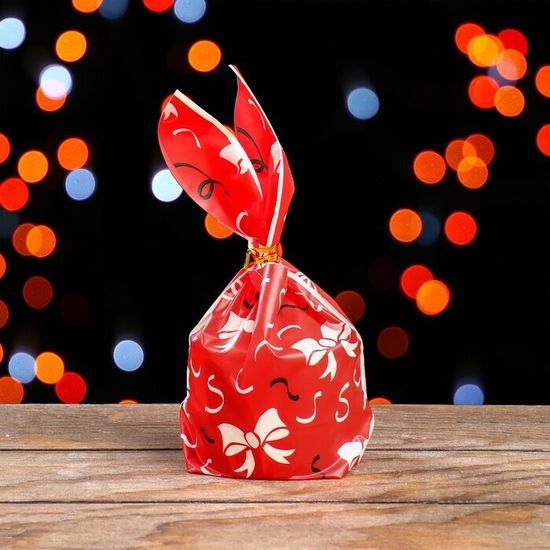 Новогодние подарочные пакеты, 5шт., 13 * 23 см, красный