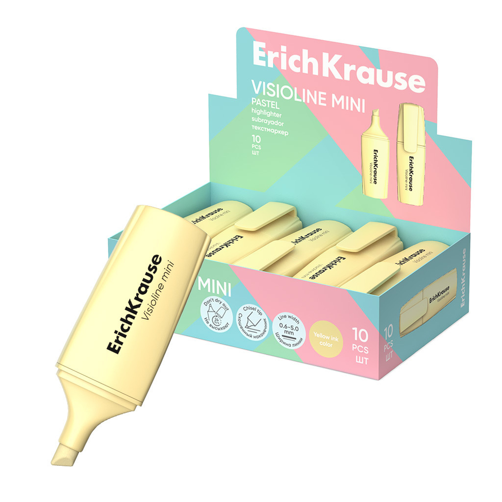 Текстовыделитель EK Visioline Mini Pastel, 0,6 - 5,0мм, желтый