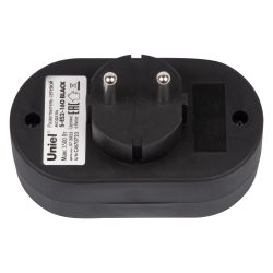 S-ES2-16O BLACK Разветвитель сетевой. б-з. 2 гнезда. 16А. 3500Вт. Черный. ТМ Uniel
