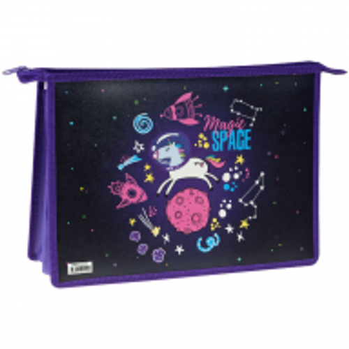 Папка для труда 2 отделения А4 ArtSpace "Magic Space", пластик, на молнии