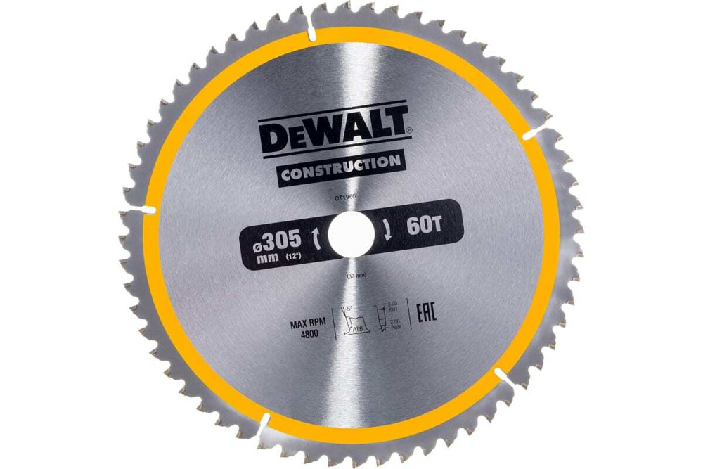 Пильный диск CONSTRUCT (305х30 мм; 60 ATB) DEWALT DT1960,