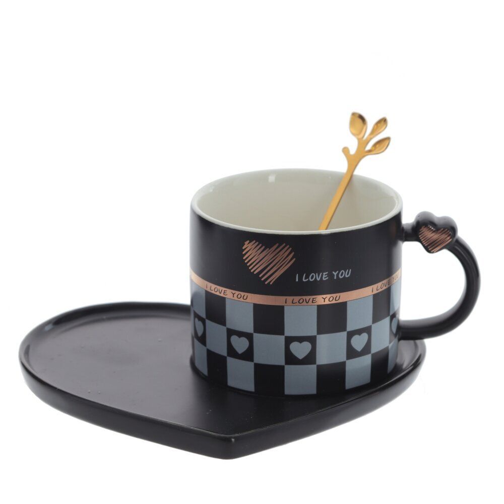 GAEM Кружка с блюдцем и ложкой, 220 мл, L16 W14 H7,5 см, 4в.