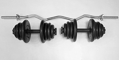 Комплект 2 гантели и гриф w-образный общий вес 55 кг арт1