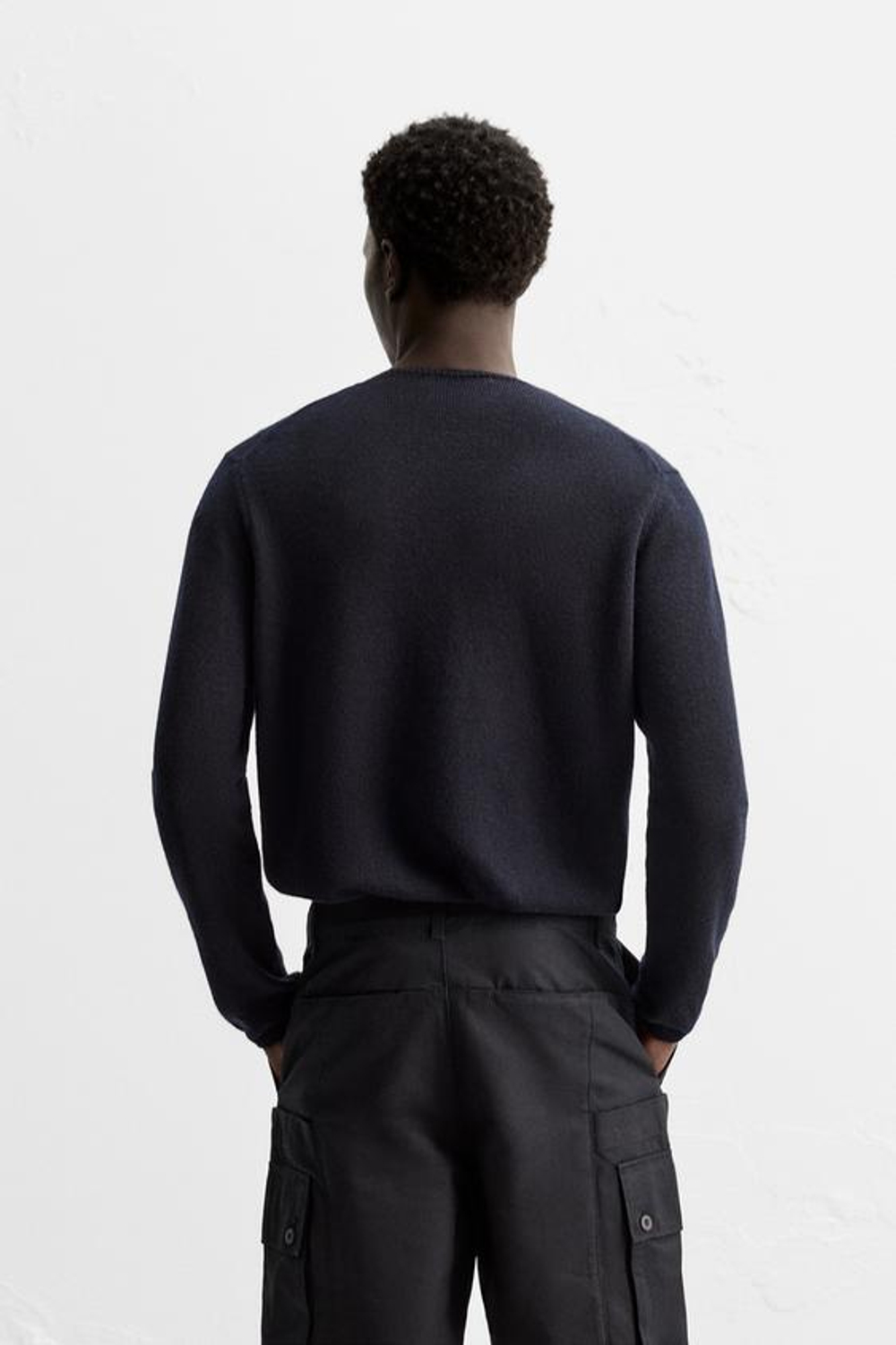 ZARA СВИТЕР ИЗ 100% КАШЕМИРА, ТЕМНО-СИНИЙ