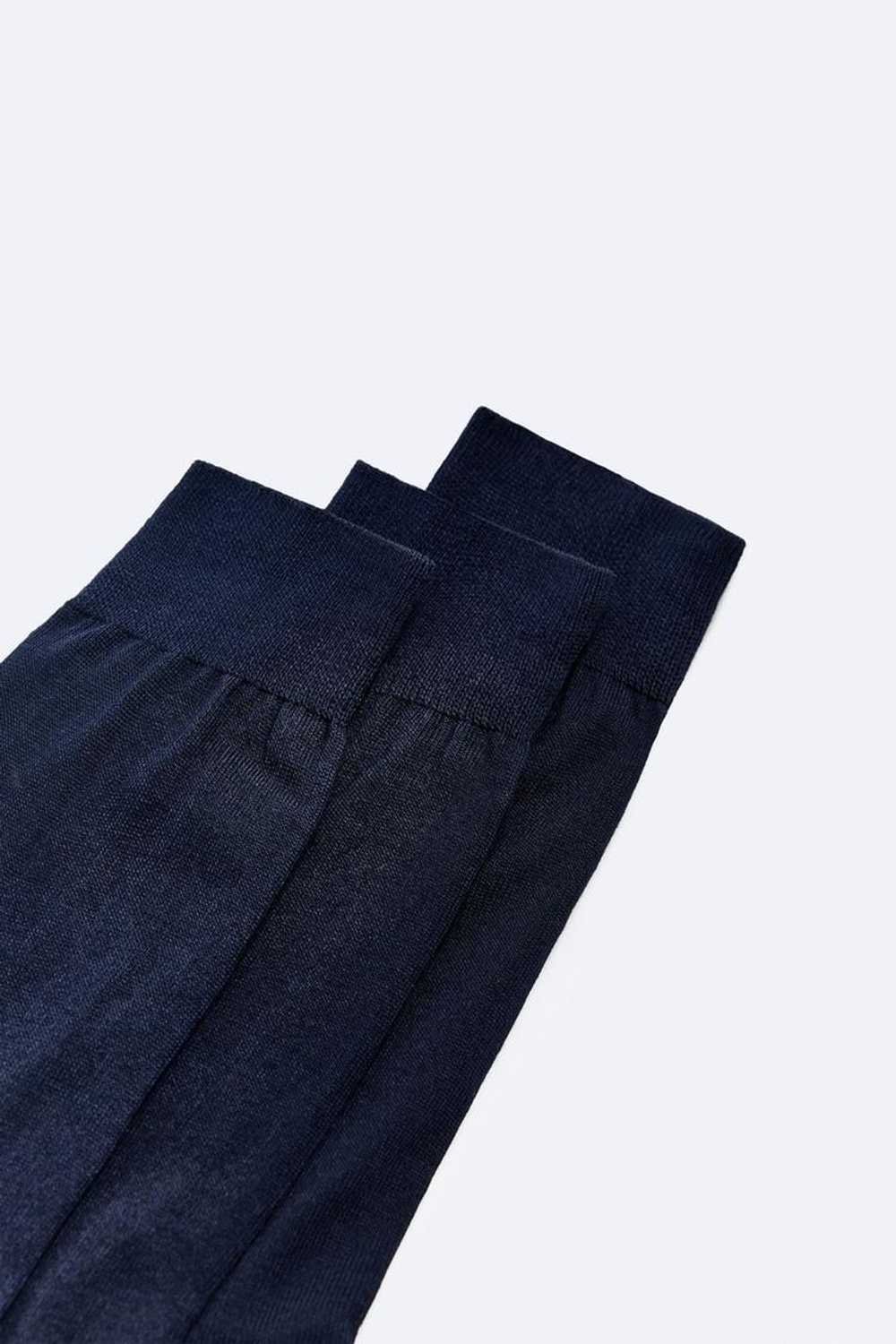 ZARA НАБОР ИЗ ТРЕХ ПАР НОСКОВ ИЗ ПРОЧНОГО ХЛОПКА, МОРСКОЙ СИНИЙ
