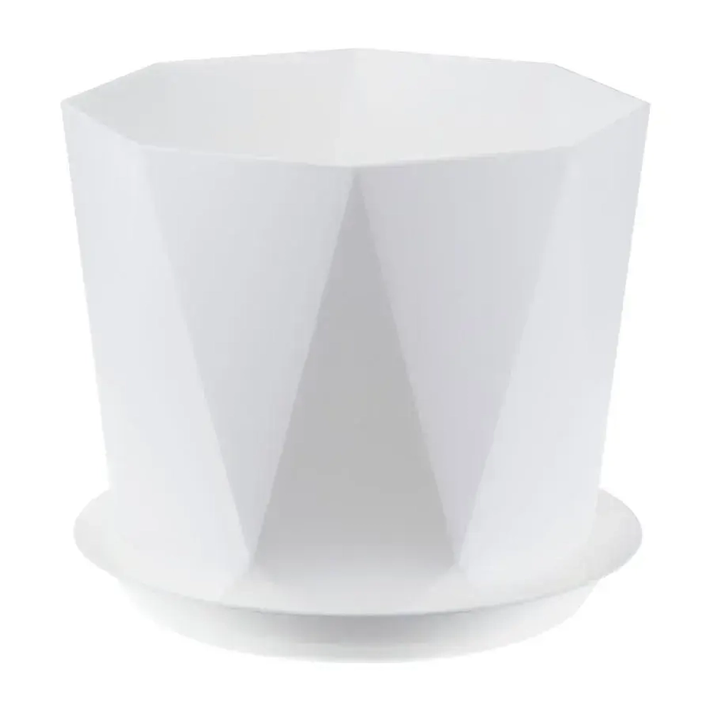 Кашпо ПРИЗМА D220мм 4,7л с поддоном белый (комплект 8 шт)