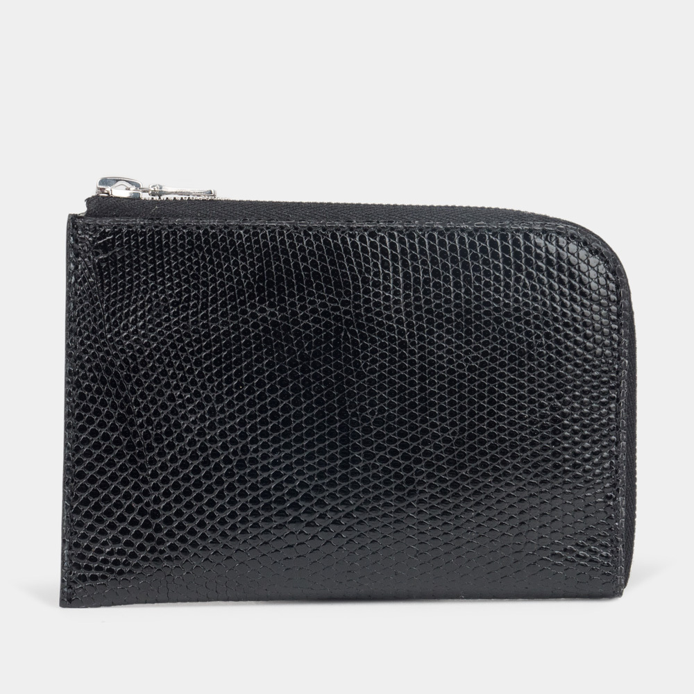 Мини-кошелек Aven из кожи ящерицы черного цвета
