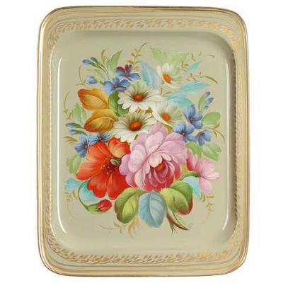 Жостовский поднос декоративный, размер 33х26 см (A13), металлический