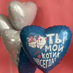 Фольгированный шар-сердце «Ты мой котик навсегда!», 46 см