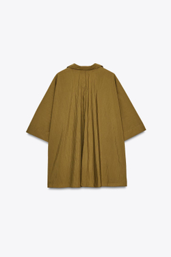 ZARA РУБАШКА OVERSIZE ZW COLLECTION, ЦВЕТ ОЛИВКОВОГО МАСЛА