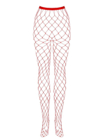 Эффектные колготки в крупную сеточку (Размер: S-M-L) (Цвет: красный)