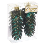 Ёлочные игрушки «Таинственное очарование» Шишки блестящие 9 см (набор 2 шт), изумруд