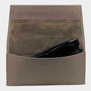 Футляр для очков Lentille из кожи сафьяно, бежевого цвета