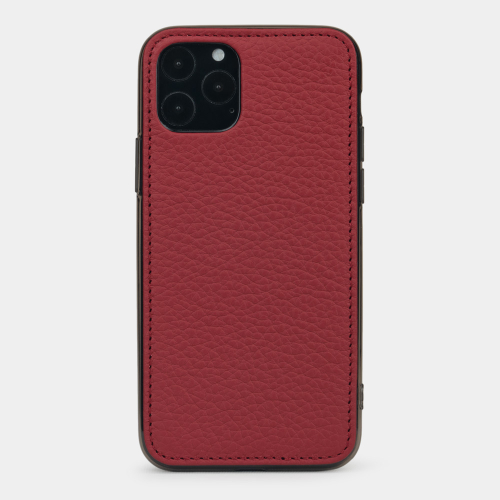 Чехол-накладка для iPhone 11 Pro из натуральной кожи теленка, вишневого цвета